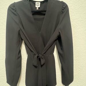 Anne Klein Black V-Neck Blouse